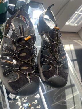 Keen Black Sport Sandals with Orange Accents